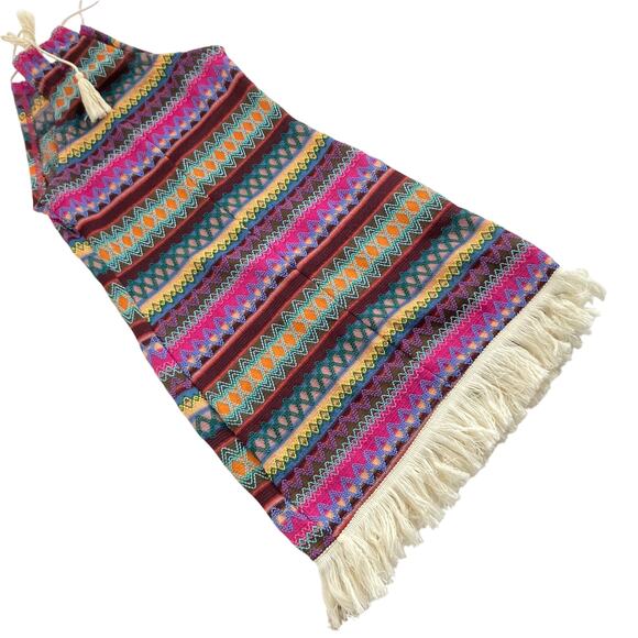 Emery Rose Womens S Rainbow Boho Chevron Print Fringe Halter Dress Festival - Picture 3 of 8